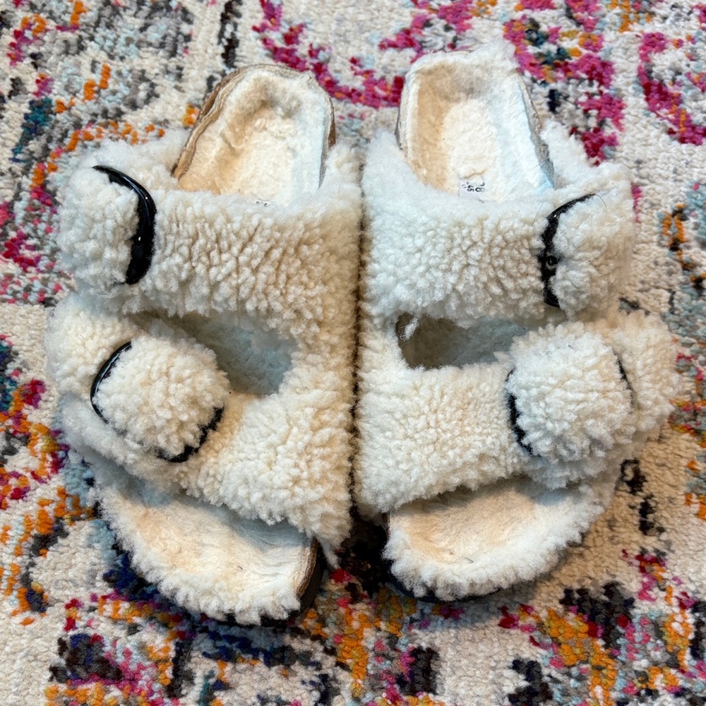 Papillio White Fuzzy Sandals